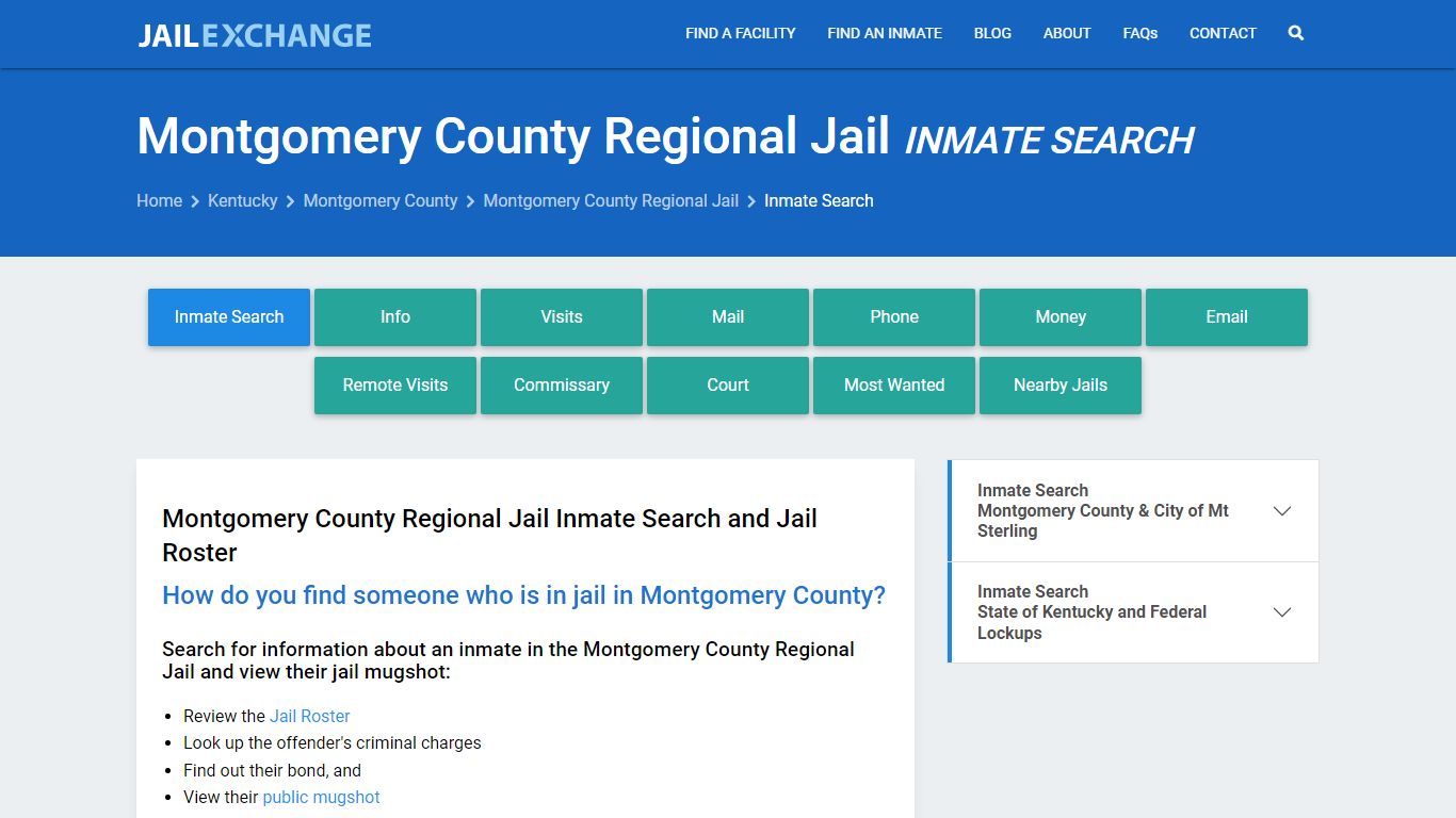 Montgomery County Regional Jail Inmate Search - Jail Exchange